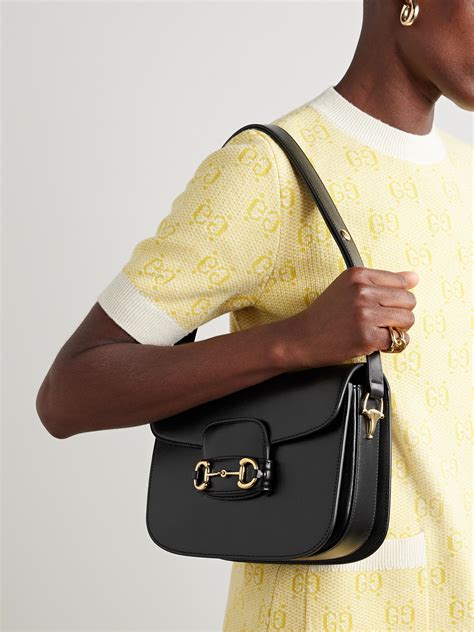 gucci bag leather black|gucci horsebit 1955 shoulder bag.